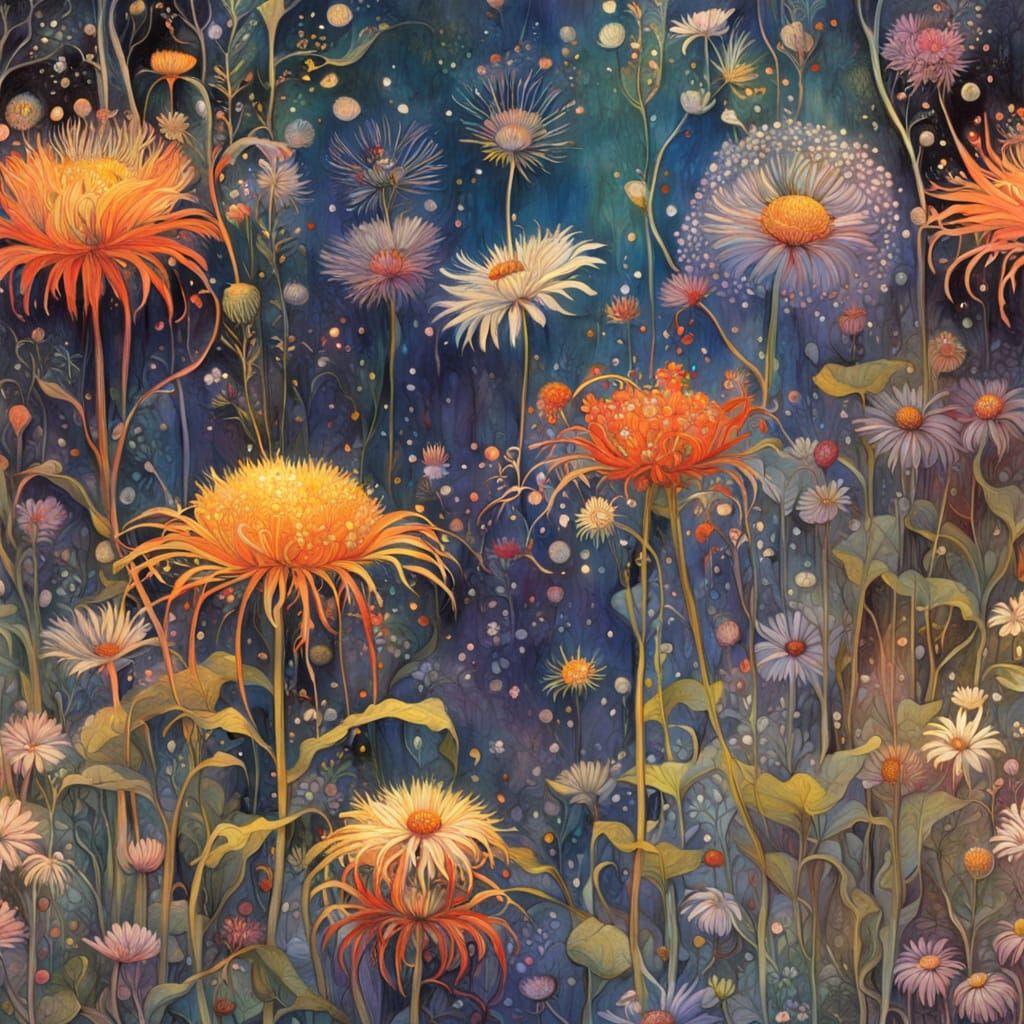 Ethereal Floral Crown in Art Nouveau Style