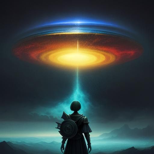 Dreamlike Surreal Landscape with Girl in Orb, 3D Art