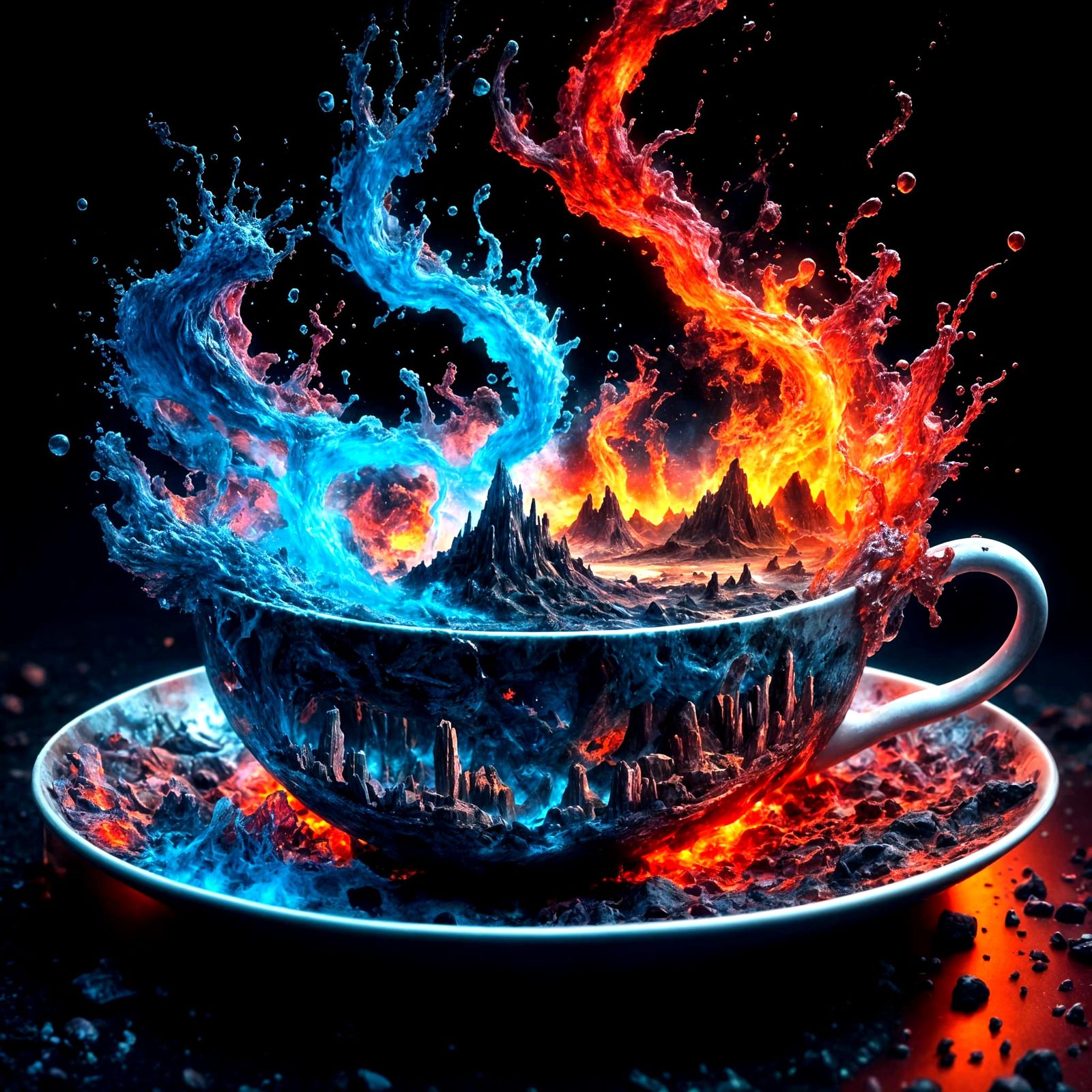 Surreal Magic Nebula in a Teacup Diorama