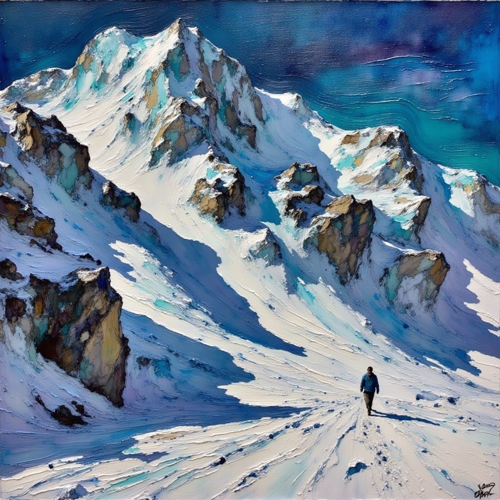 Turbulent Abstract Landscape in Joan Mitchell Style