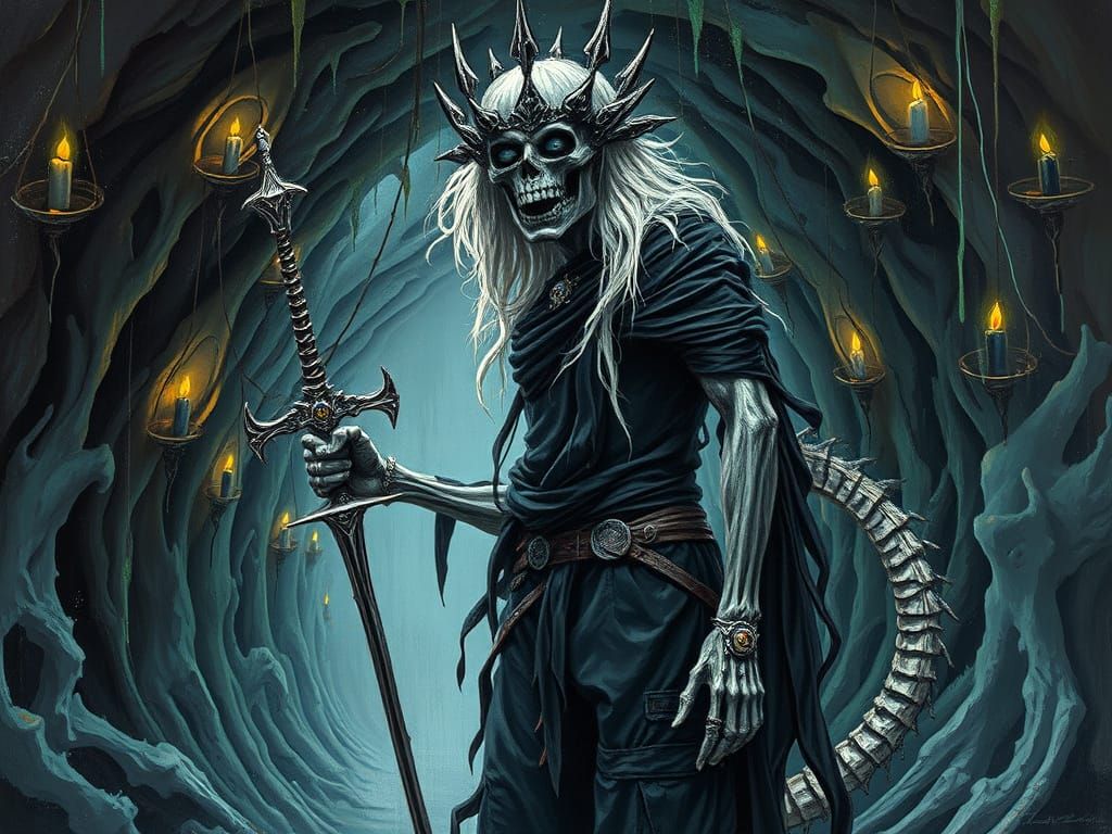 Underworld Deity in Gothic Surrealist Oil Painting