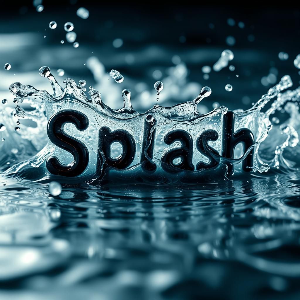 "Splash" as word, water background, made of water, splashy w...