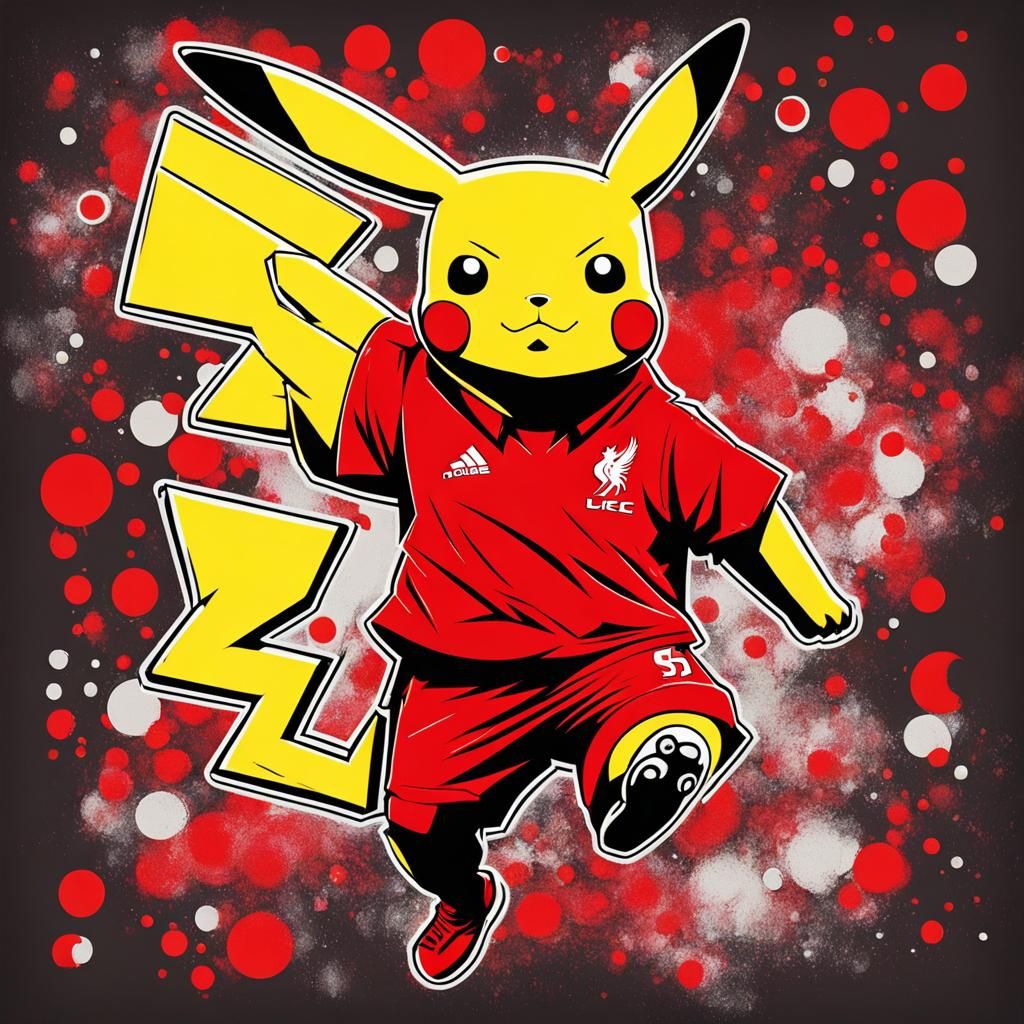 Pikachu in Liverpool Kit: Abstract Art