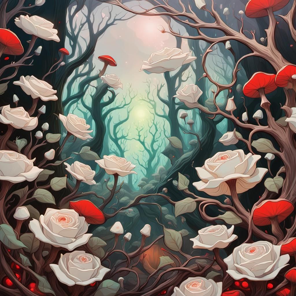 Bioluminescent Forest Concept Art with Mystical Glass