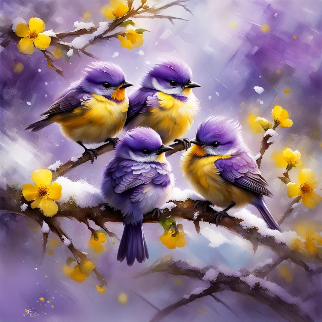 Adorable Purple Birds