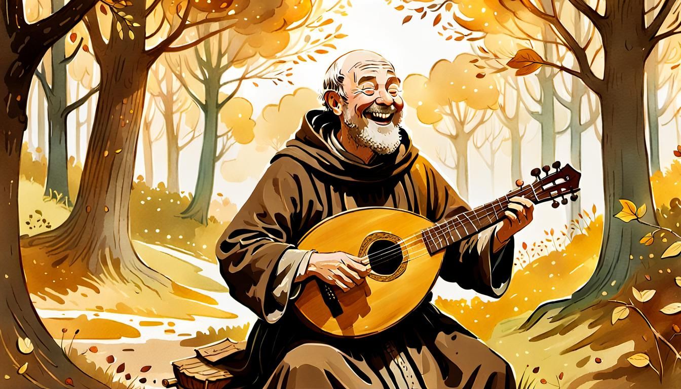 Friar Tuck Plays Lute in Sunny Glade