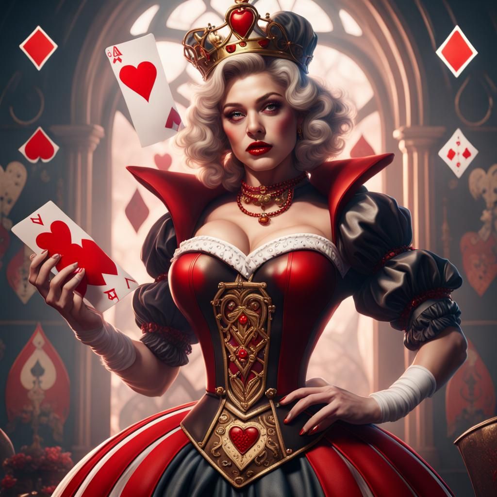Hyperrealistic Queen of Hearts Pinup Art