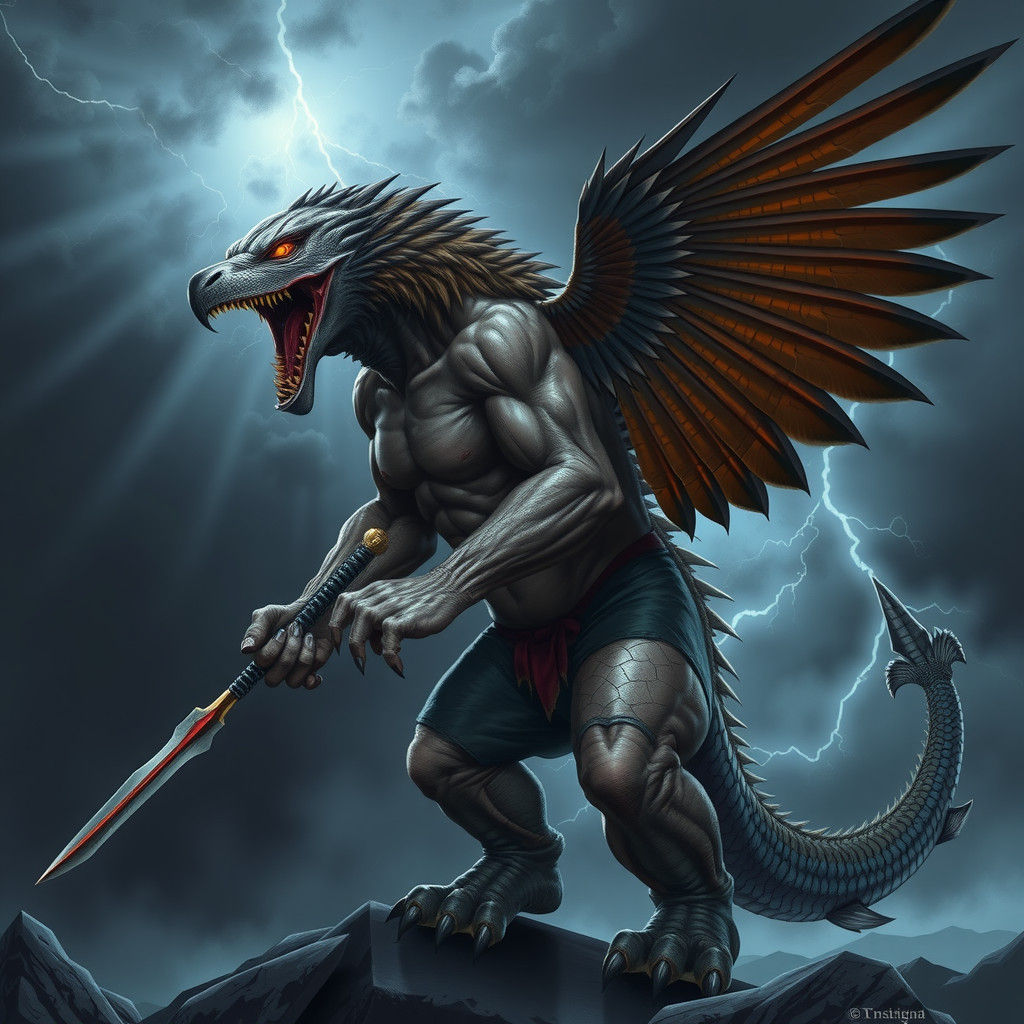 Fearsome Chimera Creature in Dark Gothic Style