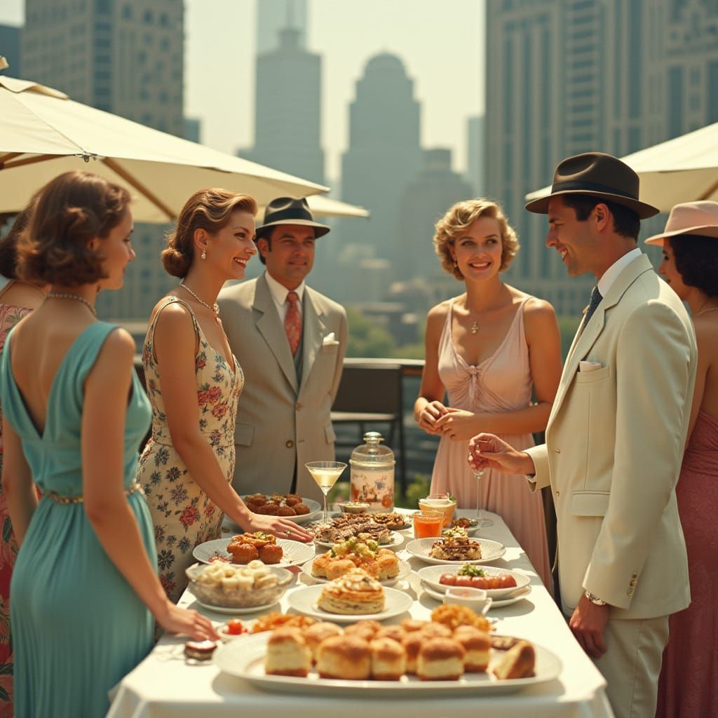 Elegant 1930s Rooftop Garden Party in Art Deco Style