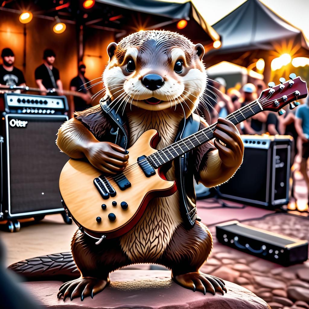 Humanoid Otter Shreds Guitar at Metal Concert