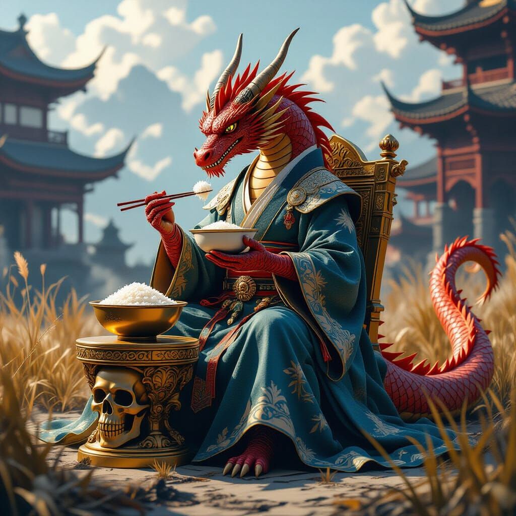 Dragon Eating Rice: Fantasy Concept Art