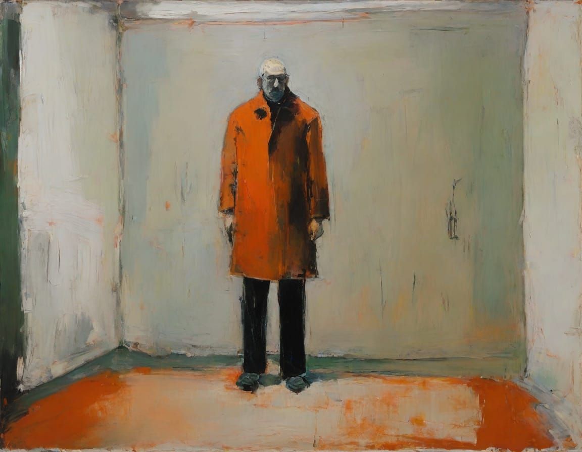 Solitary Figure in Expressionist Oil Painting