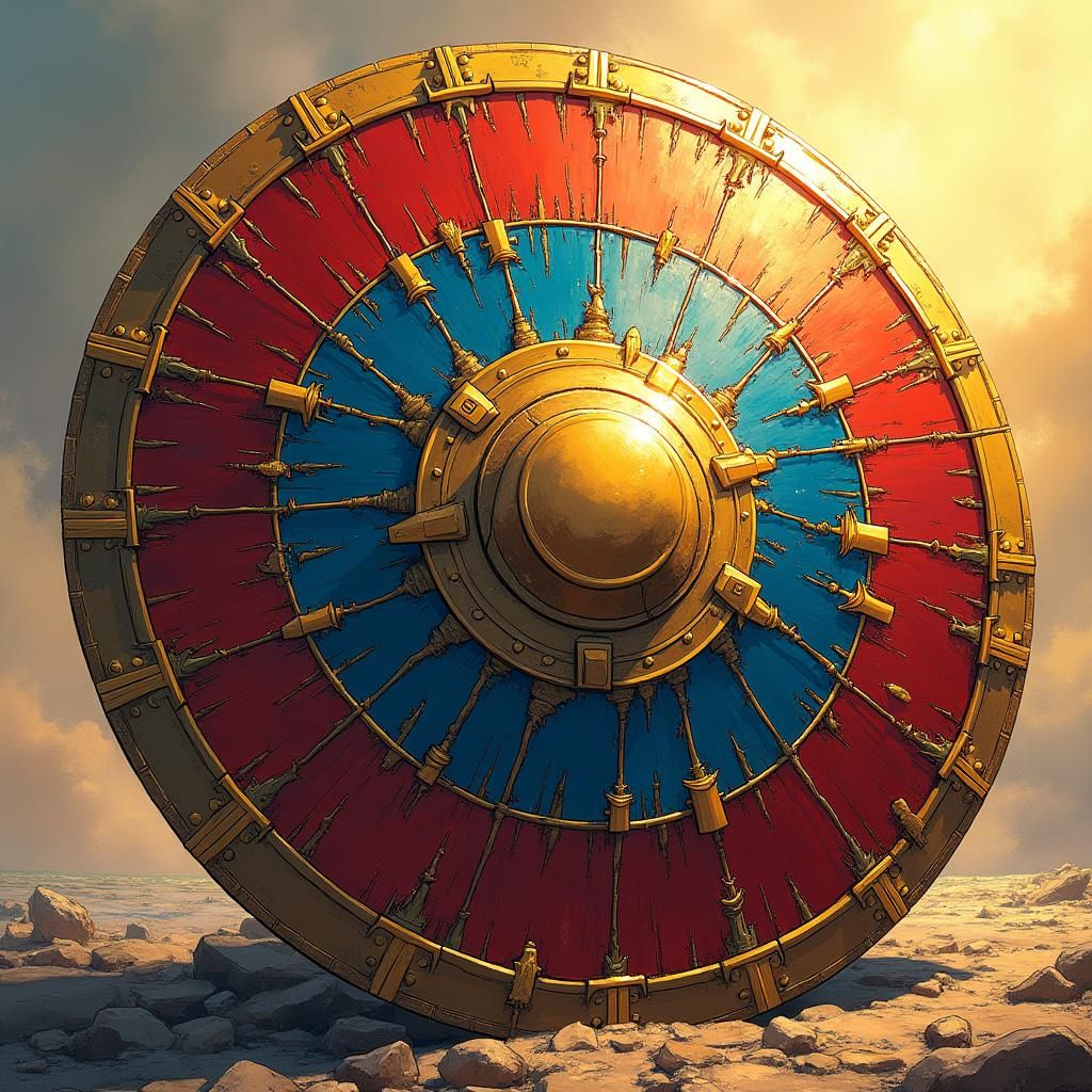 Comic Book Shield in Greek Mythology Style