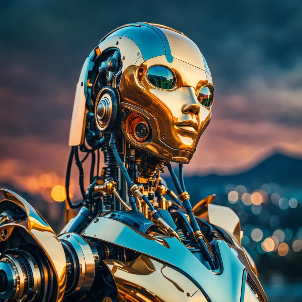 Futuristic Robot in Golden Hour Lighting