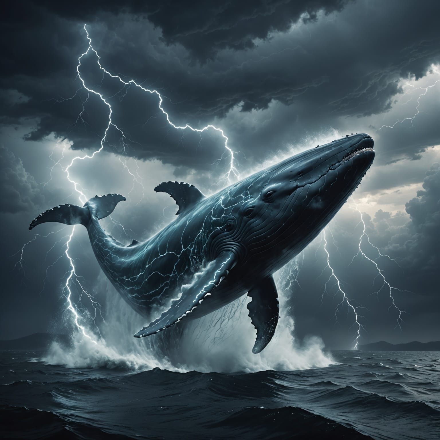 Colossal Thunder Whale Soaring Through Stormy Skies