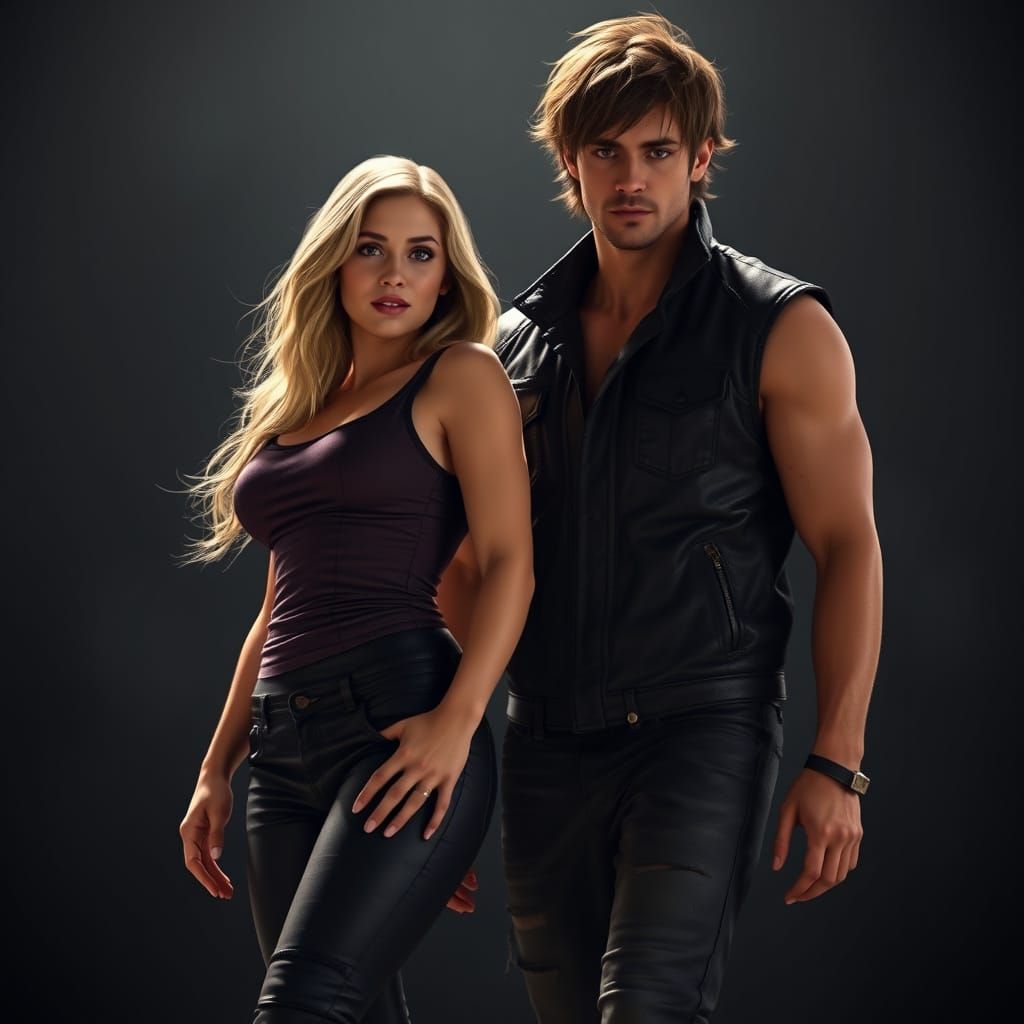 Epic Fantasy Couple in Cinematic Black and White