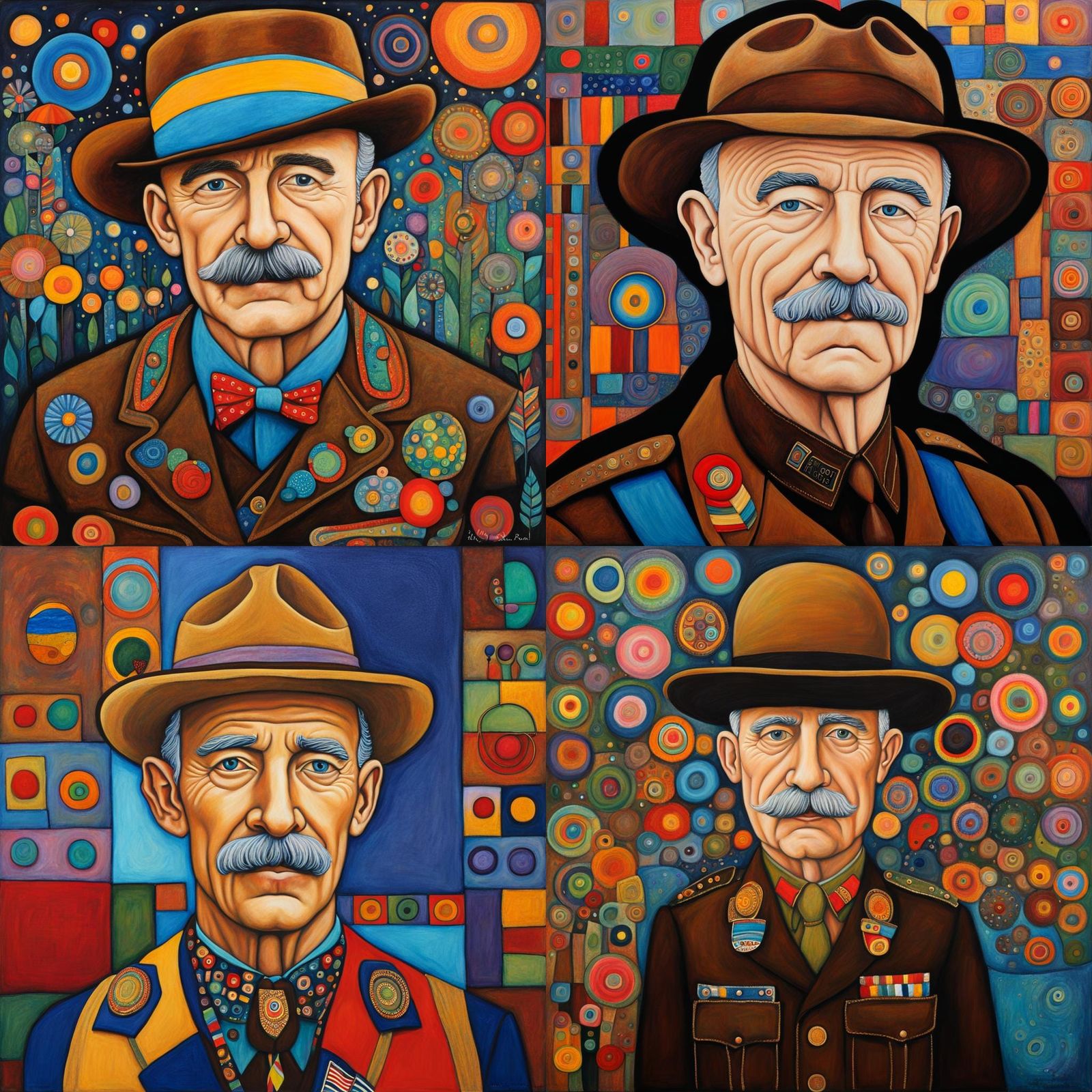 Robert Baden-Powell Portrait in Folk Art Style