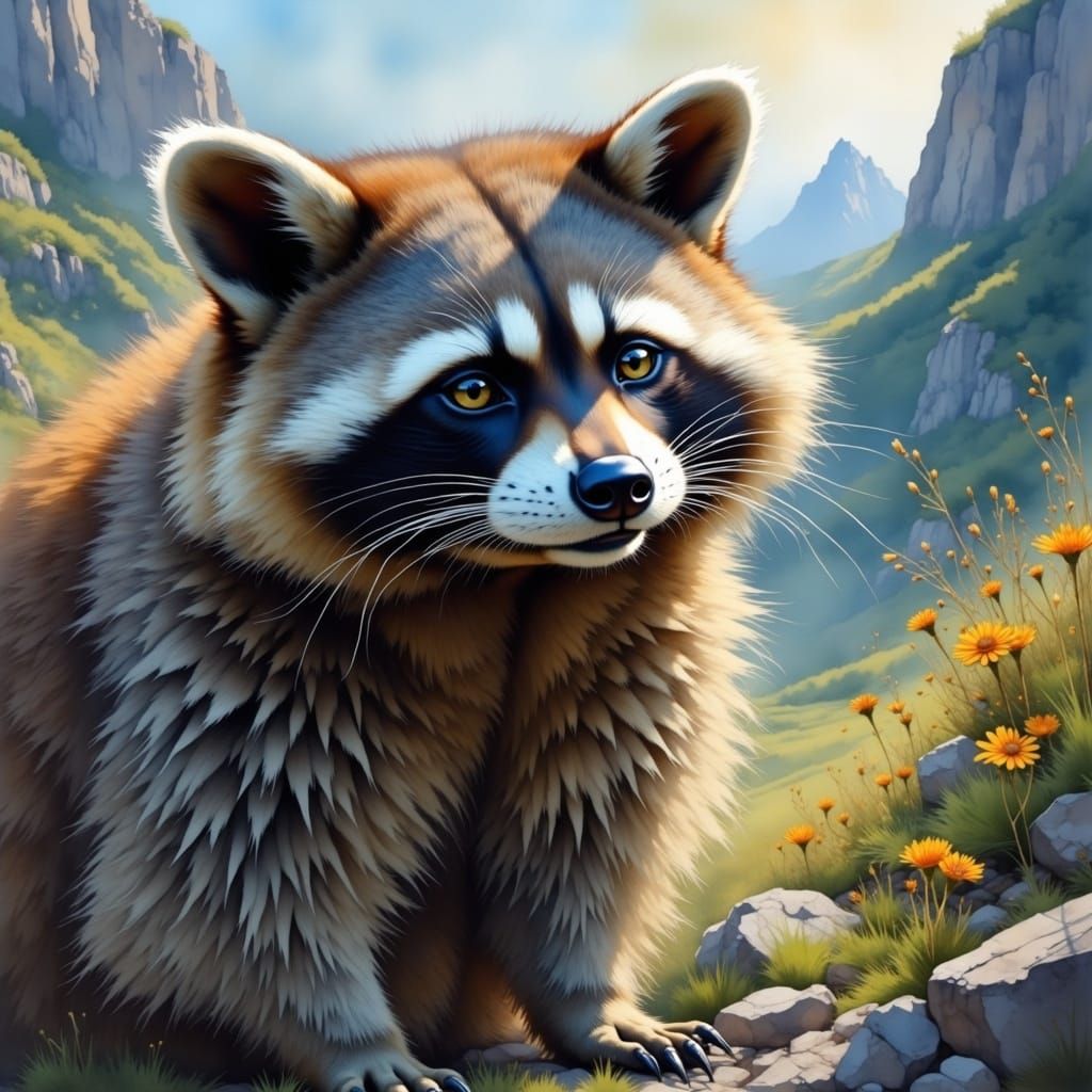 Realistic Raccoon Portrait in Dynamic Lighting