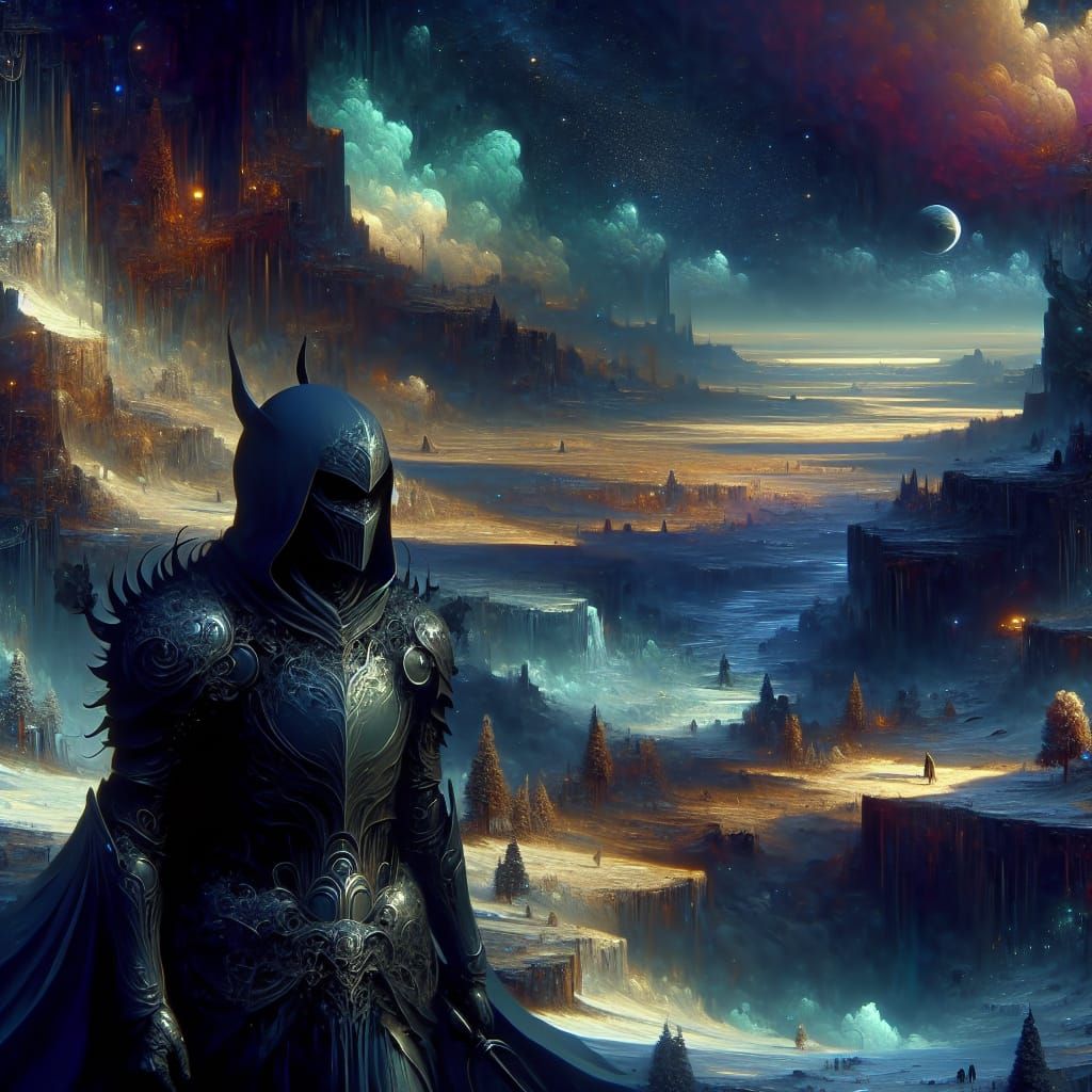 Fantasy Dark Knight Concept Art in Matte Painting Style