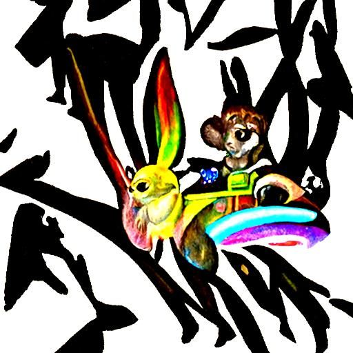 Flying Bunny and Panda in Space Fantasy