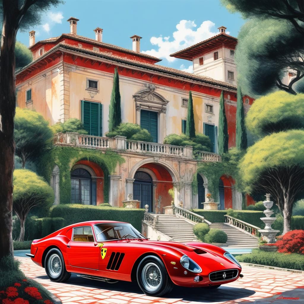 Ferrari 250 GTO in Manga Comic Art Style