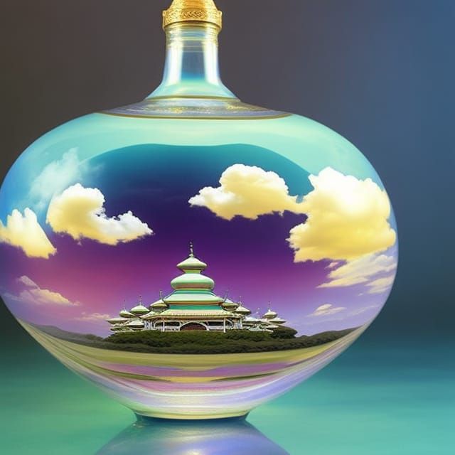 Ornate Glass Bottle Mosque in Hyperrealism