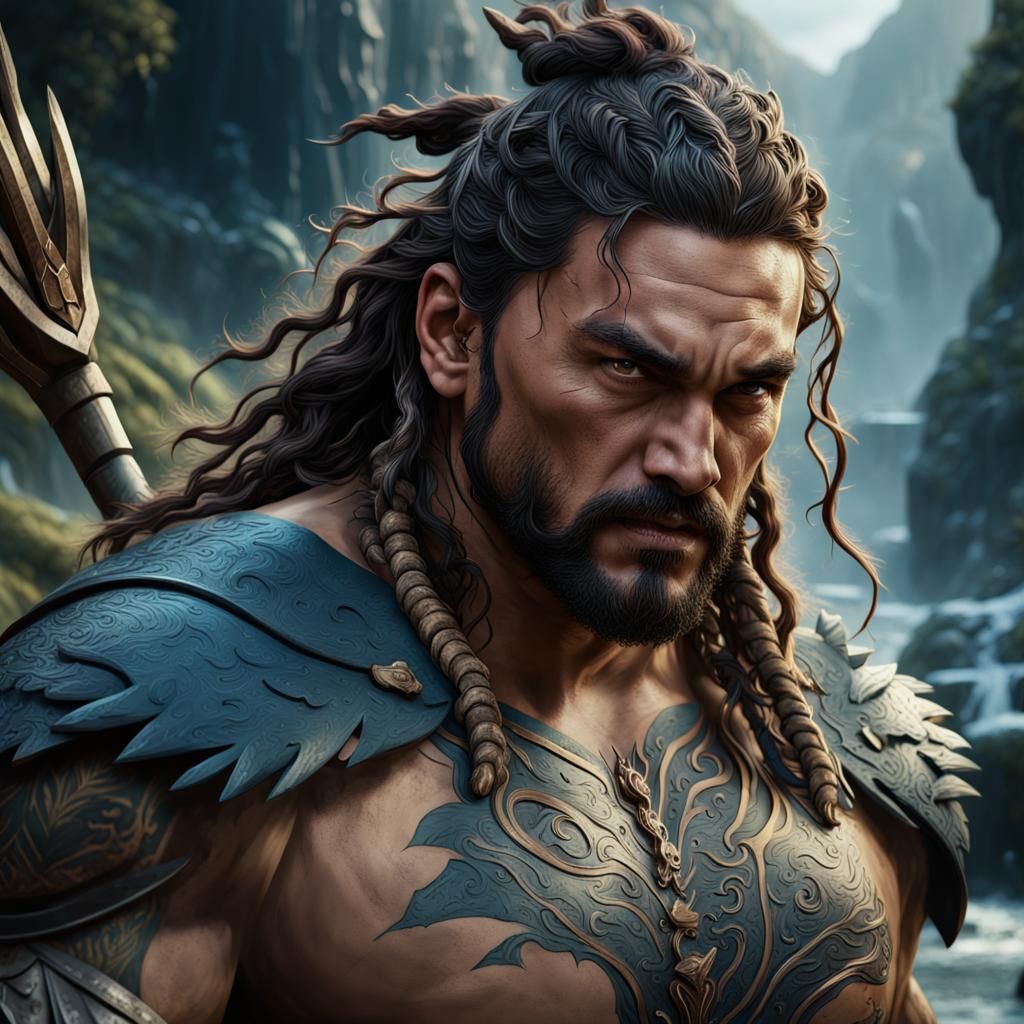 Detailed Matte Painting of Jason Mamoa