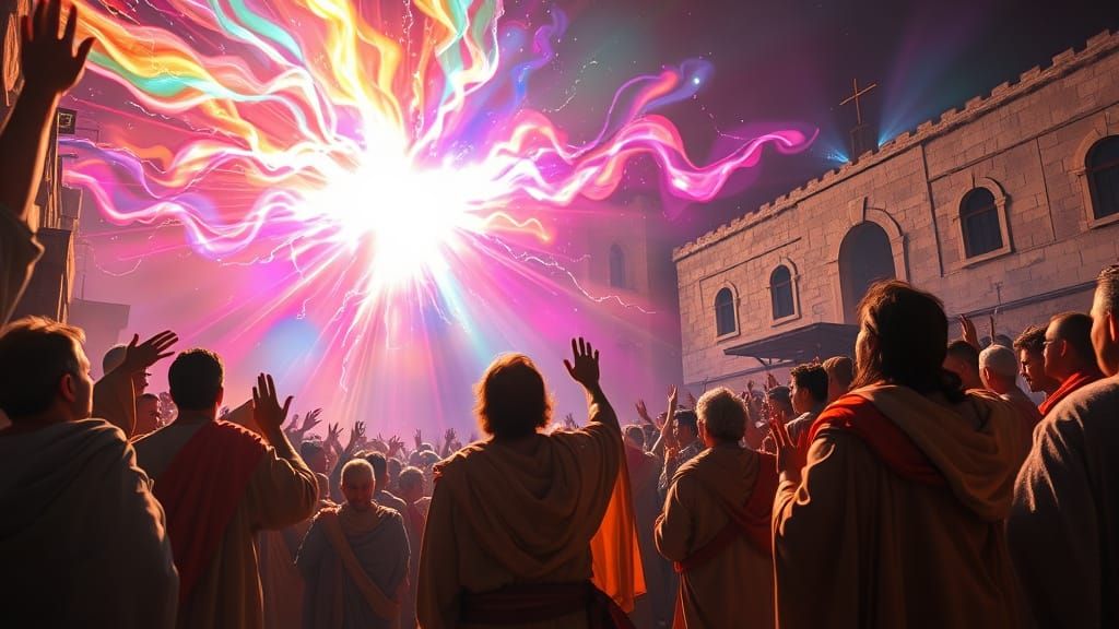 Jerusalem Disciples Receive Holy Spirit in Radiant Glory