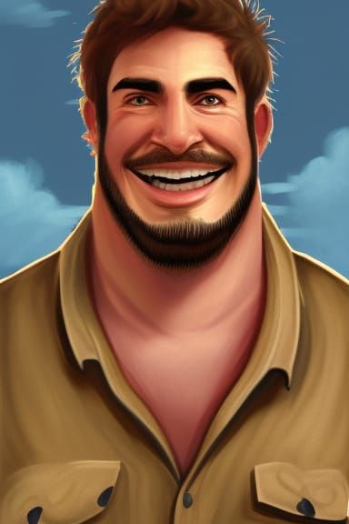 Chubby Farmer Portrait in Fantasy Art Style