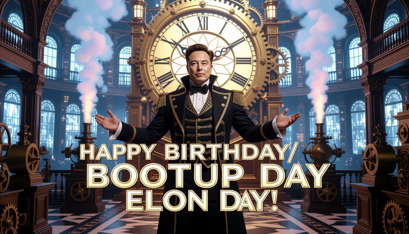 Elon Musk in Clockwork Metropolis, Art Nouveau Style