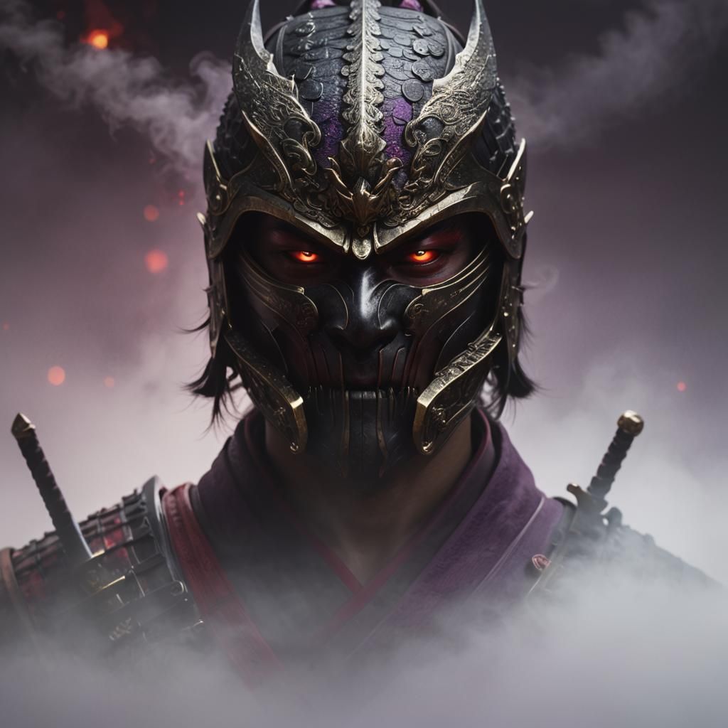Evil Samurai in Fog: High Fantasy Digital Art