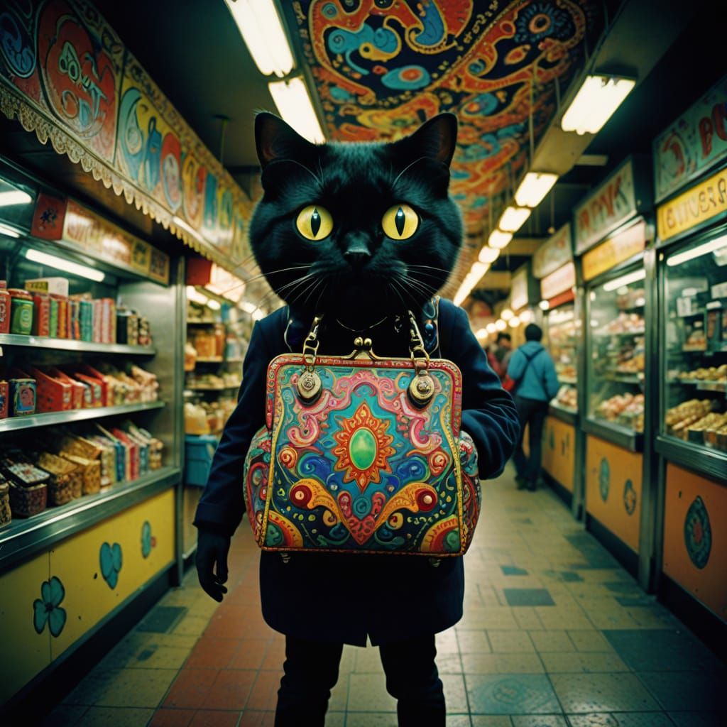 Surreal Cursed Image: Horrifying Being with Magic Paisley Ba...