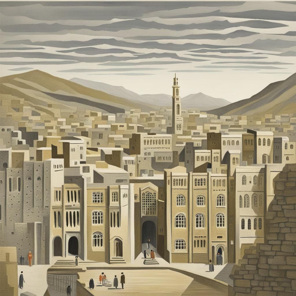 Sana'a in Ravilious Style