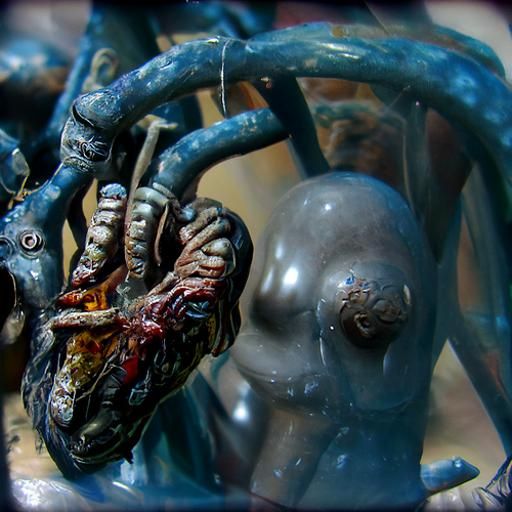 Biopunk Statue: Captive Heart Oil Painting