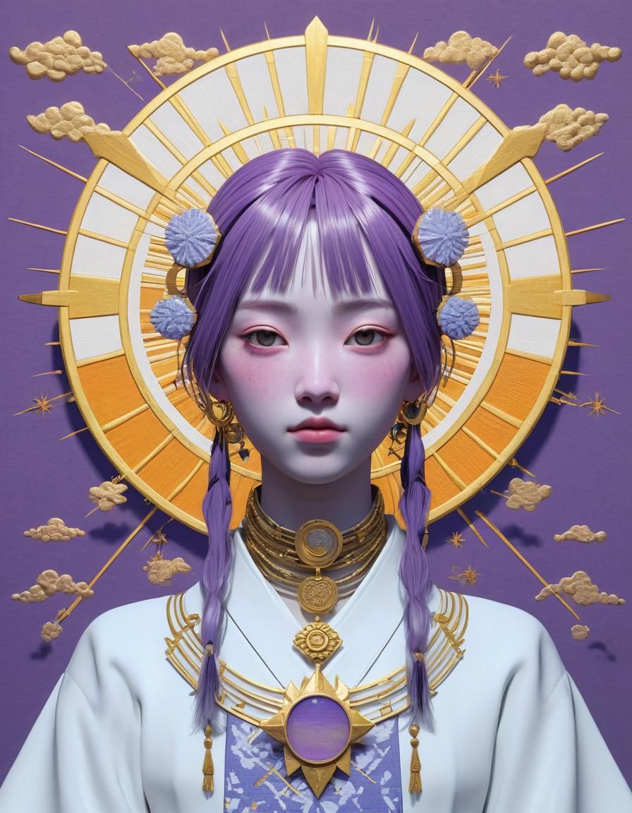 Gold Necklace in Minimalist Ukiyo-e Style