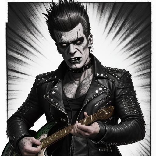Anthropomorphic Frankenstein Monster Plays Guitar in Comic S...