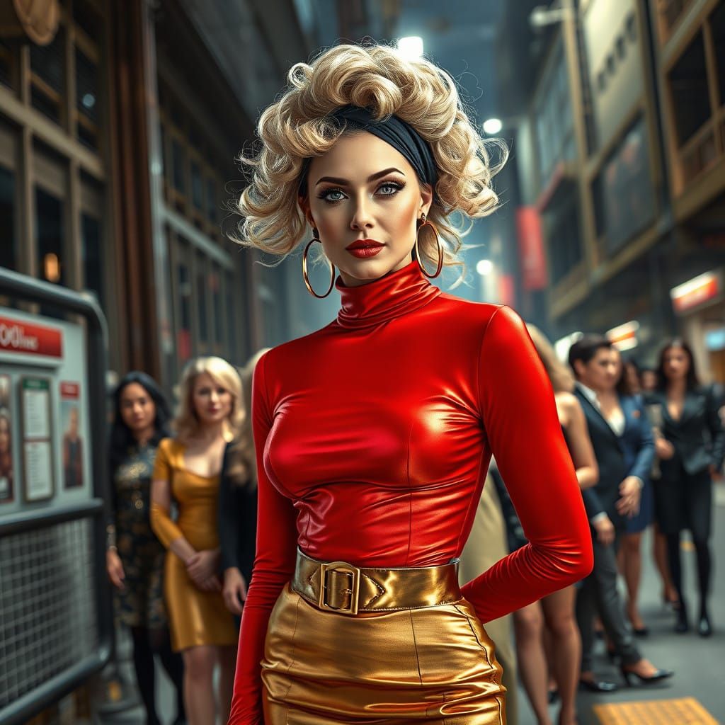 Glamorous Woman Dominates Urban Background in 8K Magazine Co...