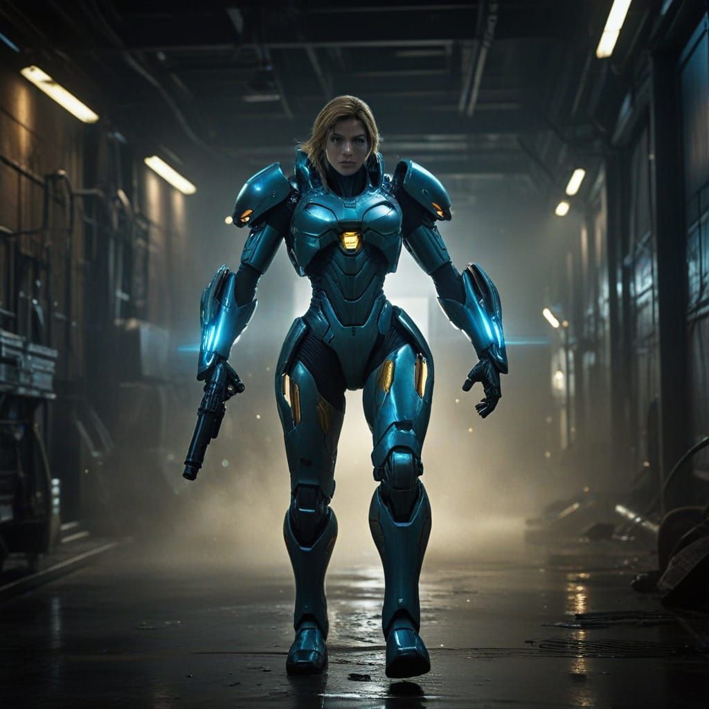 Gina Carano as Samus Aran in Cyberpunk Industrial Setting