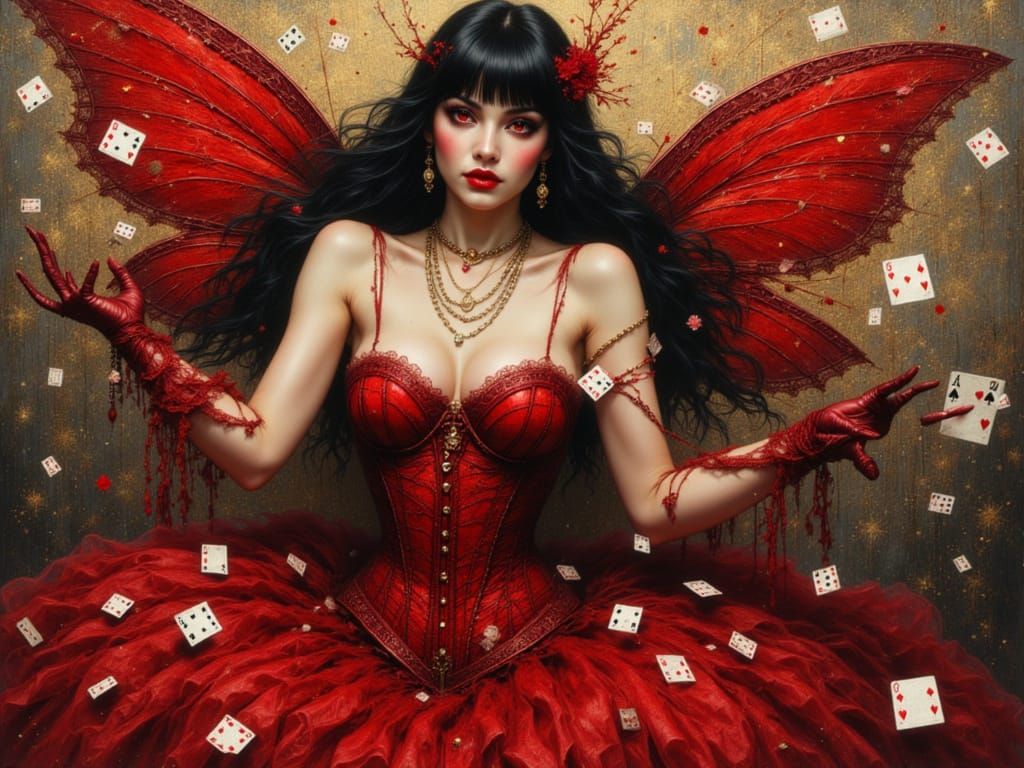 Fierce Fairy Card Thrower as Impressionist Oil Painting