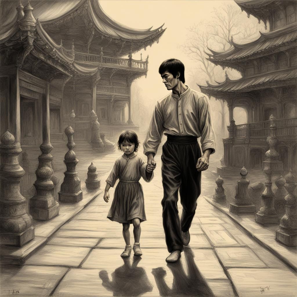 Bruce Lee and Annabel Lee: Pencil Sketch