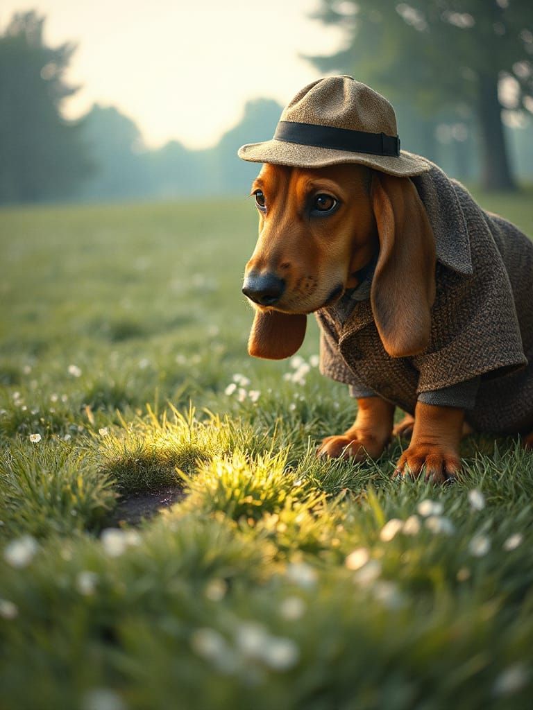 Detective Basset Hound Investigates Magical Footprint