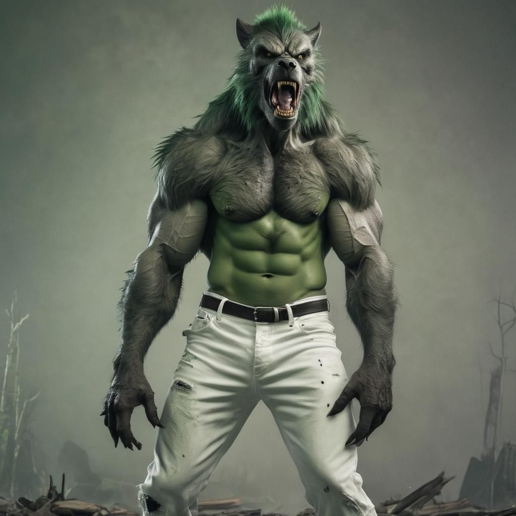 Cinematic Werewolf Hulk in Torn Clothing