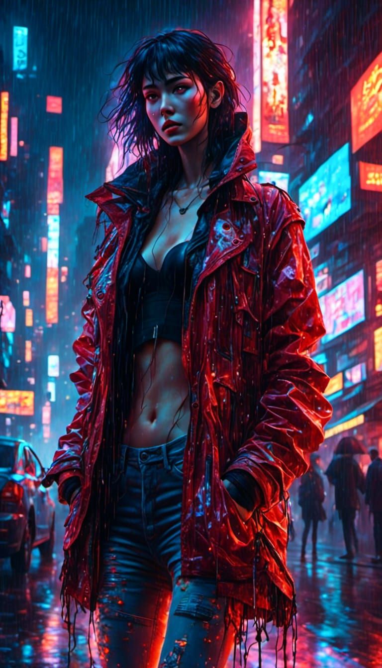 Dark Fantasy Cyberpunk Woman in Ghostly Style