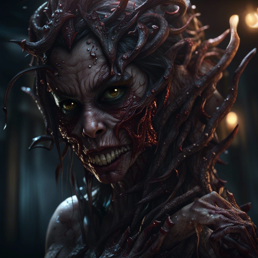 Monster Girl Horror in Dark Fantasy Style