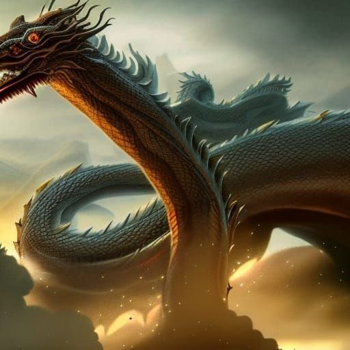 Serpentine Dragon in Anime Concept Art