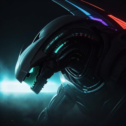 Alien Creatures in Neon Mist Over Caesium Expanse