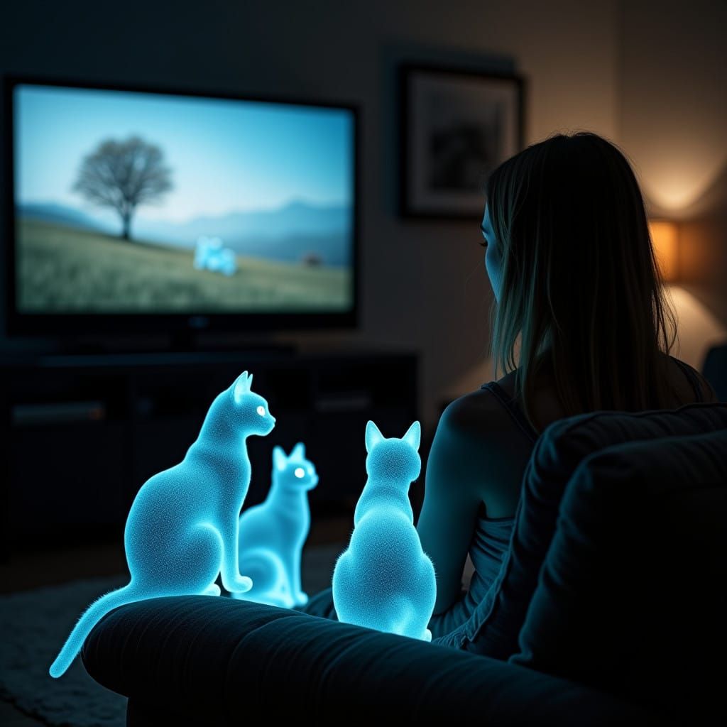 Cozy Home Scene with a Touch of Nostalgia in a Moody Hologra...