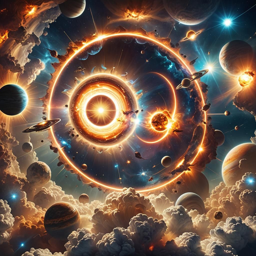 Cosmic Portal: Twin Suns and Spaceship