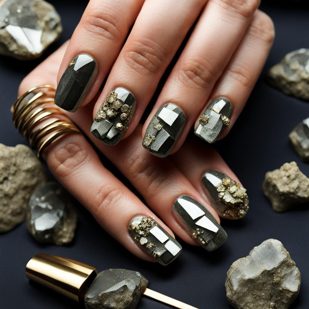 Pyrite and Fossil Nails Mineral Art