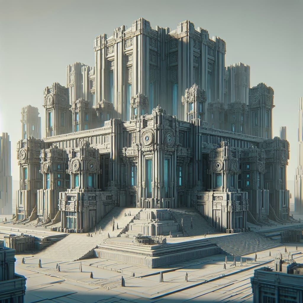 Fantastical Architectural Model in Matte Painting Style
